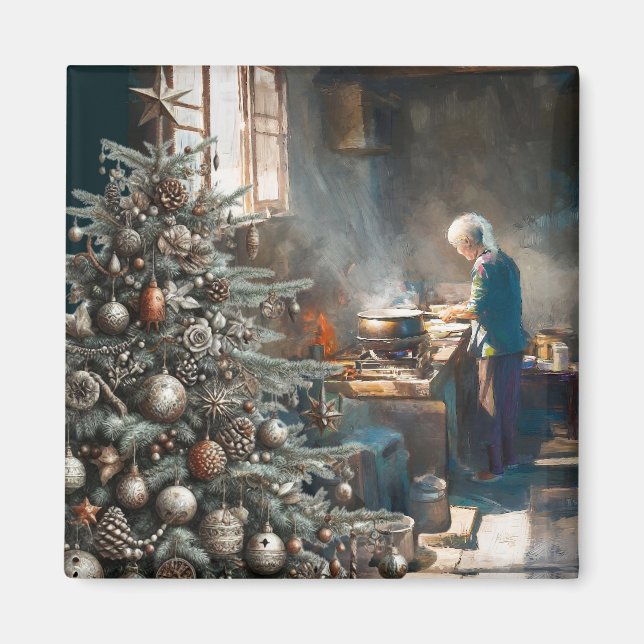 FÖRBEREDER SIG FÖR JULMIDDAGEN MAGNET (Framsidan)