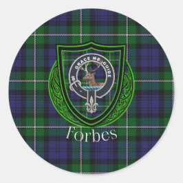 Forbes Scottish Clan Tartan & Crest Runt Klistermärke