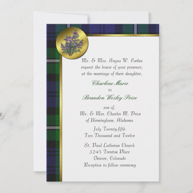 Forbes Tartan Plades Wedding bjudande Inbjudningar (Framsida)