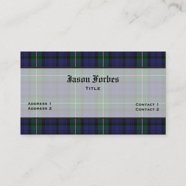 Forbes Tartan Rutigtryckt Personlig Visitenkort Visitkort (Framsida)
