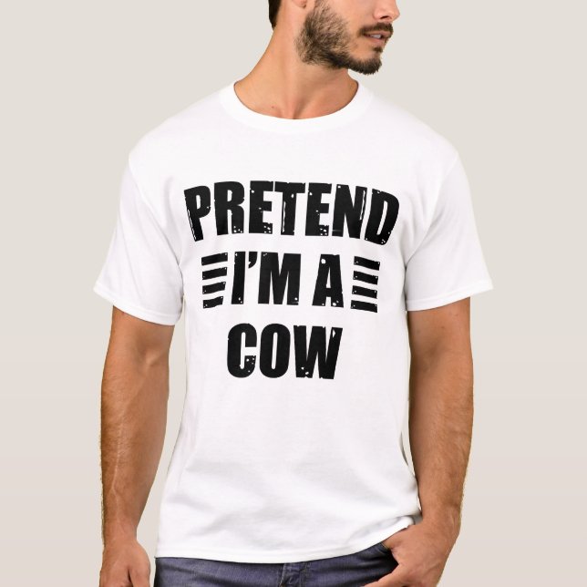 Förbibehåll Im A Cow Costume Halloween Lazy Funny T Shirt (Framsida)