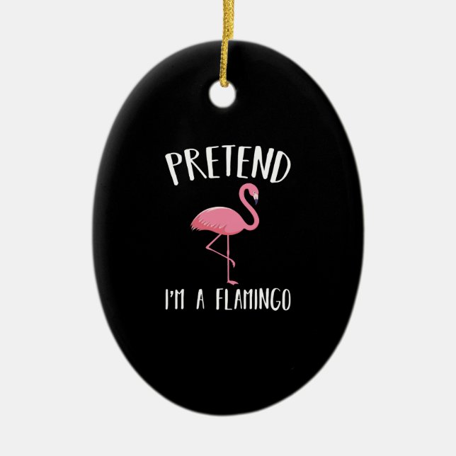 Förbibehåll Im A Rosa Flamingo Funny Halloween Cos Julgransprydnad Keramik (Framsidan)