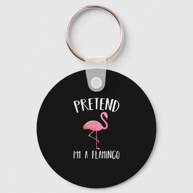 Förbibehåll Im A Rosa Flamingo Funny Halloween Cos Nyckelring (Framsida)