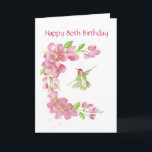 Förbigå blommar & hummingbirden för den 80th kort<br><div class="desc">Blommar & Hummingbird för tom födelsedag körsbärsröd</div>
