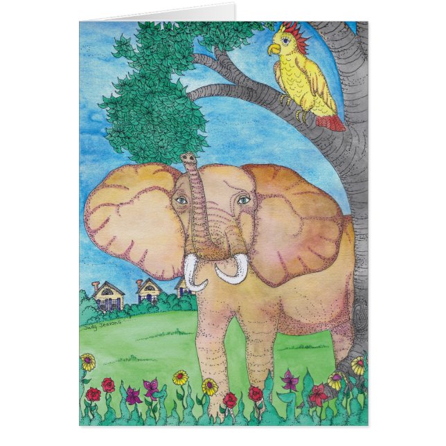FÖRBIGÅ - elefanten Hälsningskort (Framsidan)