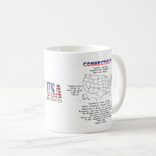 Förbindelse av amerikansk stat på karta och detalj kaffemugg