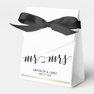 Förbindelse Black and White Wedor Favor Boxes Tält Presentaskar