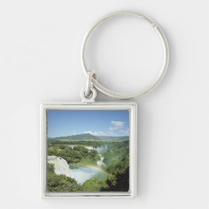 Förbise sceniska Iguazu Falls i South America Fyrkantig Silverfärgad Nyckelring