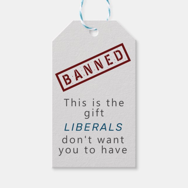 Förbjuden av liberalernas humoristiska märkre presentetikett (Framsidan)
