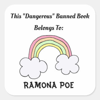 Förbjuden Bok Rainbow Bok-etikett Fyrkantigt Klistermärke