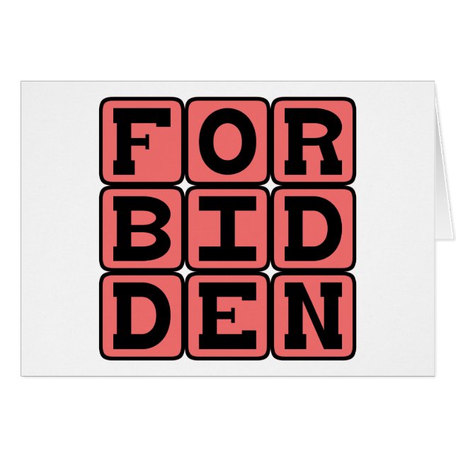 Förbjuden, ej tillåten hälsningskort (Framsidan Horizontal)