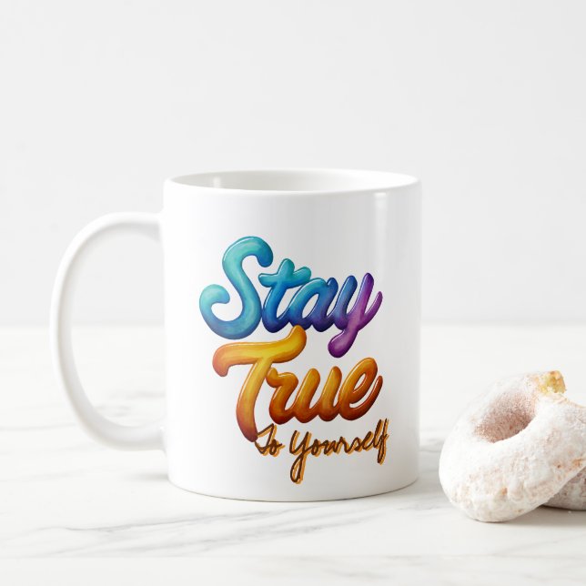 Förbli sann mot dig själv Inspirerande typografi Kaffemugg (Med munk)