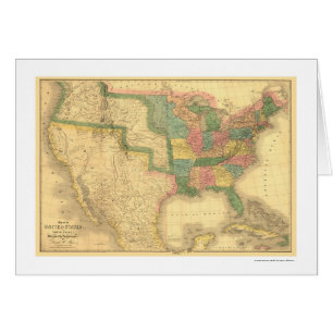 Förbluffa US Amerika kartlägga 1839 Hälsningskort