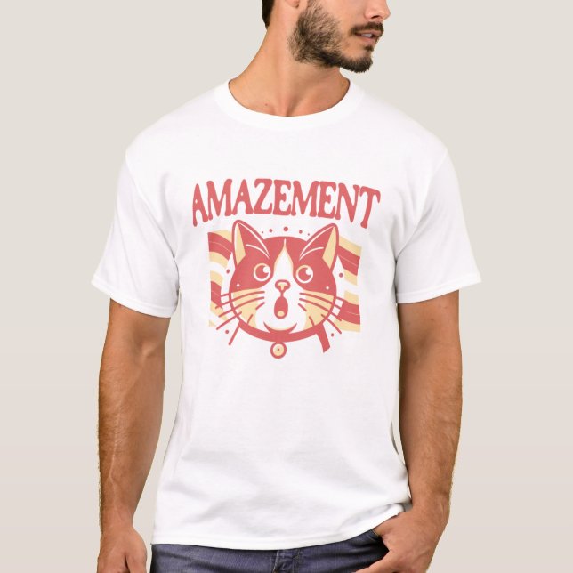 Förbluffad kattillustration Söt uttrycksfull desig T Shirt (Framsida)