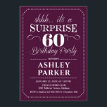 Förbluffande 60:e Födelsedagsfesten - Burgundy Whi Inbjudningar<br><div class="desc">Överraskande 60 Födelsedagsfest inbjudan. Enkel klassdesign i burgundy marsala vin och vitt. Elegantens skriptteckensnitt för funktioner. Överraskad dag firande för man eller kvinna. Kan anpassas till vilken ålder som helst!</div>