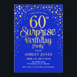 Förbluffande 60:e Födelsedagsfesten - Royal Blue & Inbjudningar<br><div class="desc">Överraskande 60 Födelsedagsfest inbjudan. Utformning av eleganten i royal blue och faux glitter guld. Innehåller typsnitt och konfiguration för snyggt av skript. Berätta om du behöver anpassningsbarnas ålder.</div>