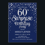 Förbluffande 60:e Födelsedagsfesten - Silver & mar Inbjudningar<br><div class="desc">Överraskande 650 Födelsedagsfest inbjudan. Elegantens utformning i marinblått och faux glitter silver. Innehåller typsnitt och konfiguration för snyggt av skript. Berätta om du behöver anpassningsbarnas ålder.</div>