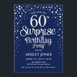 Förbluffande 60:e Födelsedagsfesten - Silver & mar Inbjudningar<br><div class="desc">Överraskande 650 Födelsedagsfest inbjudan. Elegantens utformning i marinblått och faux glitter silver. Innehåller typsnitt och konfiguration för snyggt av skript. Berätta om du behöver anpassningsbarnas ålder.</div>