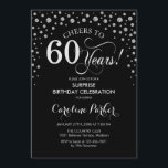 Förbluffande 60:e Födelsedagsfesten - Svarta Silve Inbjudningar<br><div class="desc">Överraskande 60 Födelsedagsfest inbjudan. Utformning av eleganten i svart och faux glitter silver. Med skriptteckensnitt och diamanter konfigureras. Skål till 60 år! Berätta om du behöver anpassa dig ytterligare.</div>