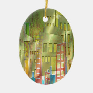 Förbluffande arkitektur, cityscape Art-tillbehör Julgransprydnad Keramik