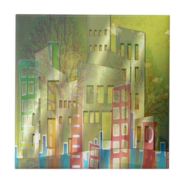 Förbluffande arkitektur, cityscape Art-tillbehör Kakelplatta (Framsidan)