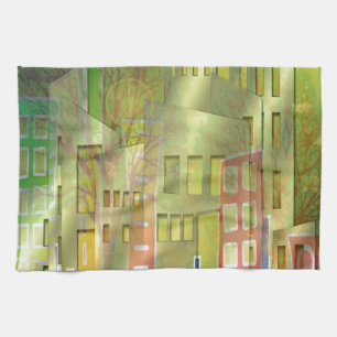 Förbluffande arkitektur, cityscape Art-tillbehör Kökshandduk