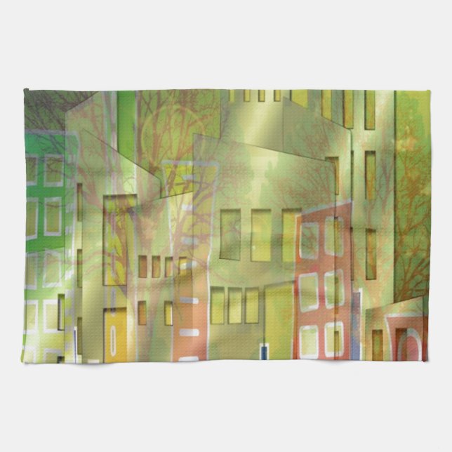 Förbluffande arkitektur, cityscape Art-tillbehör Kökshandduk (Horisontell)