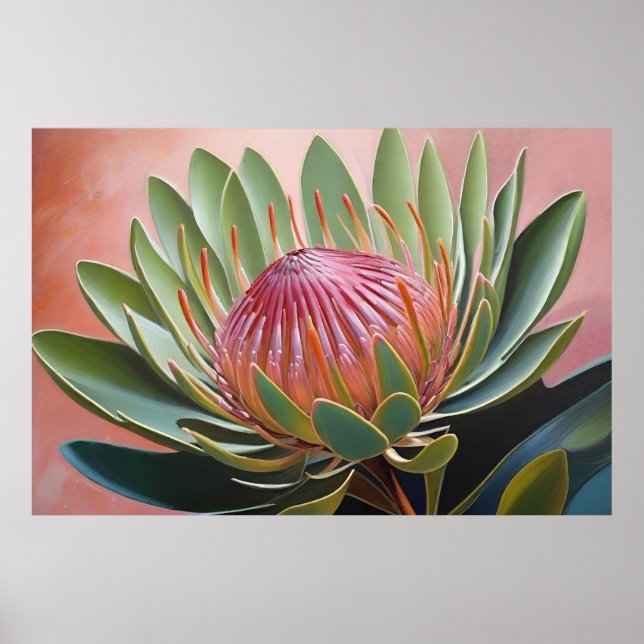 Förbluffande Blommigt för målning av te Vibrant Poster (Framsidan)