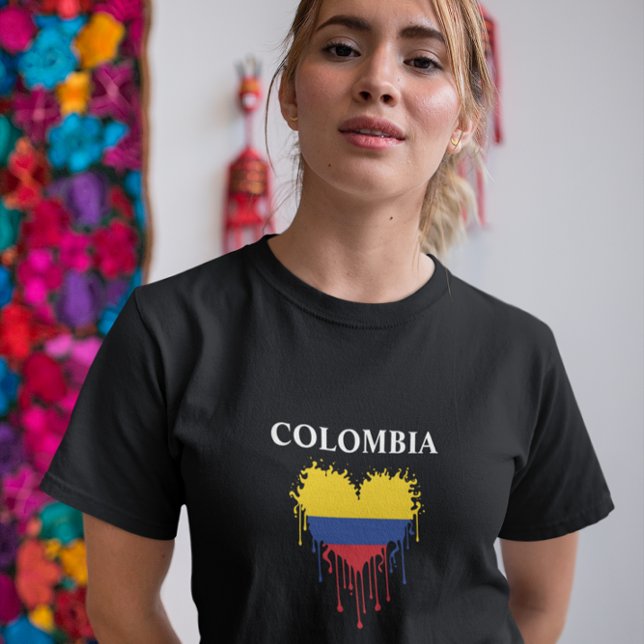 Förbluffande Colombias Flagga T Shirt (colombia flag love woman t shirt)