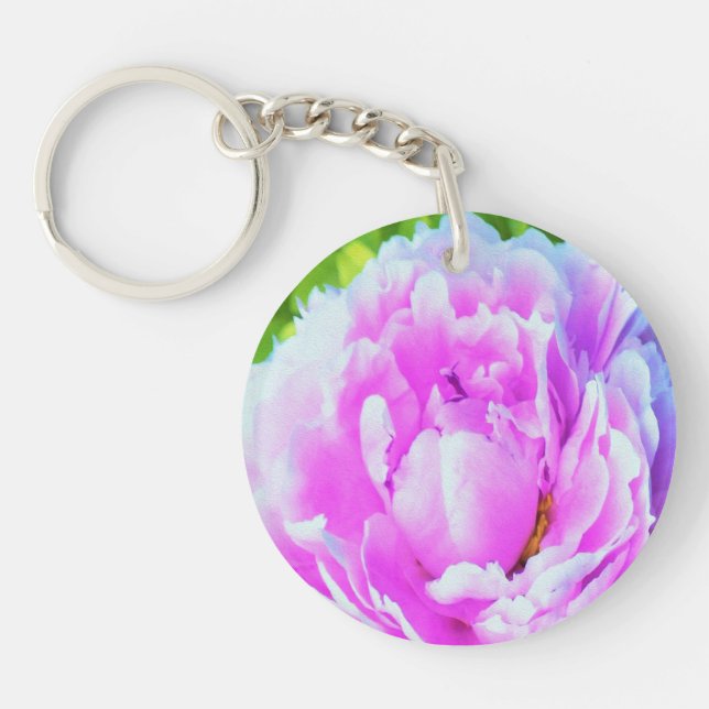 Förbluffande Dubbla Rosa Peony Flower Detail (Framsidan)