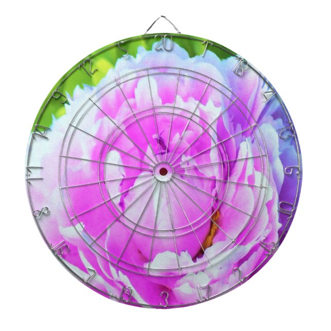 Förbluffande Dubbla Rosa Peony Flower Detail Darttavla (Framsidan)