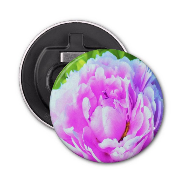 Förbluffande Dubbla Rosa Peony Flower Detail Flasköppnare (Framsidan)