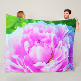 Förbluffande Dubbla Rosa Peony Flower Detail Fleecefilt