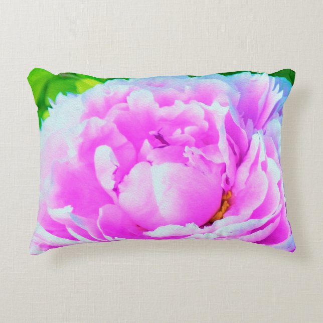 Förbluffande Dubbla Rosa Peony Flower Detail Prydnadskudde (Framsidan)