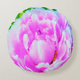 Förbluffande Dubbla Rosa Peony Flower Detail Rund Kudde