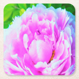 Förbluffande Dubbla Rosa Peony Flower Detail Underlägg Papper Kvadrat