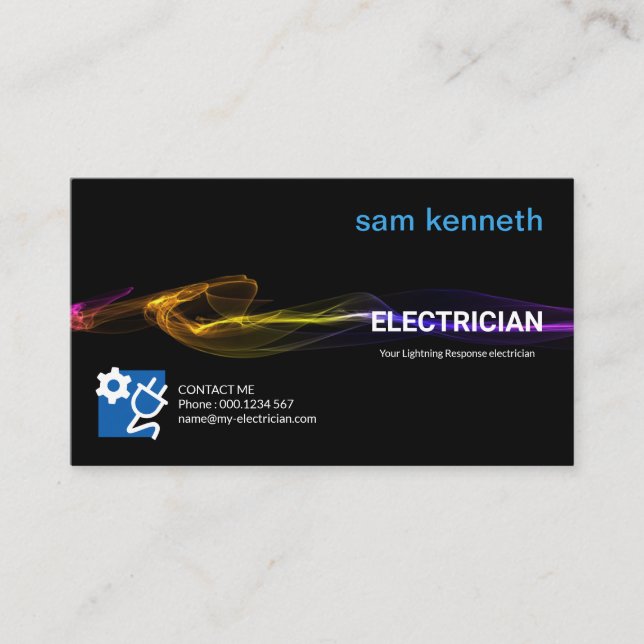 Förbluffande färgfull Strejka Elektriker Visitkort (Framsida)