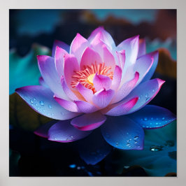 Förbluffande färglös Lotus-blomskrift Poster