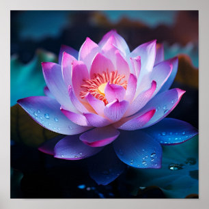Förbluffande färglös Lotus-blomskrift Poster