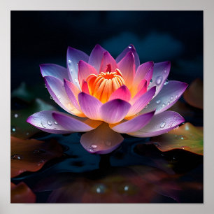 Förbluffande färglös Lotus-blomskrift Poster