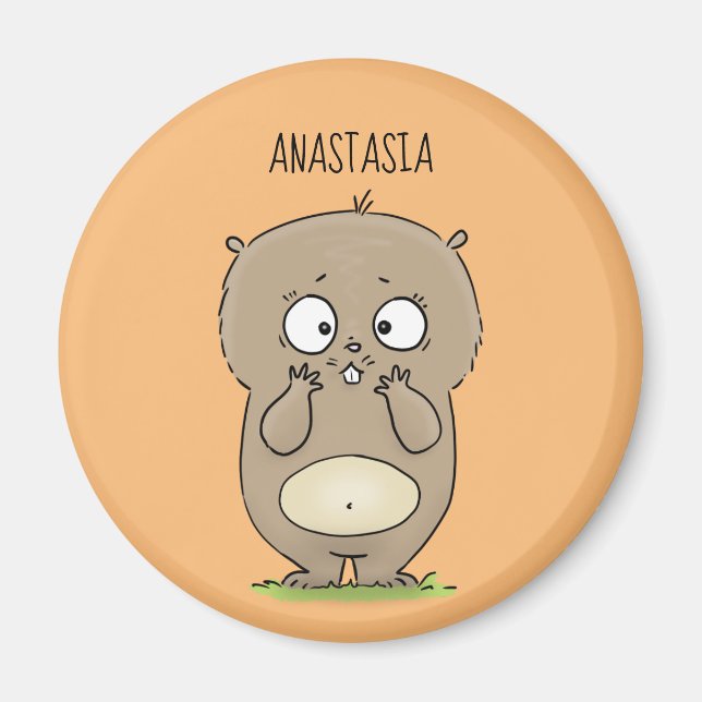 Förbluffande, förträfflig tecknad av knubbig hamst magnet (Framsidan)