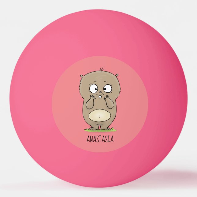 Förbluffande, förträfflig tecknad av knubbig hamst pingisboll (Framsidan)