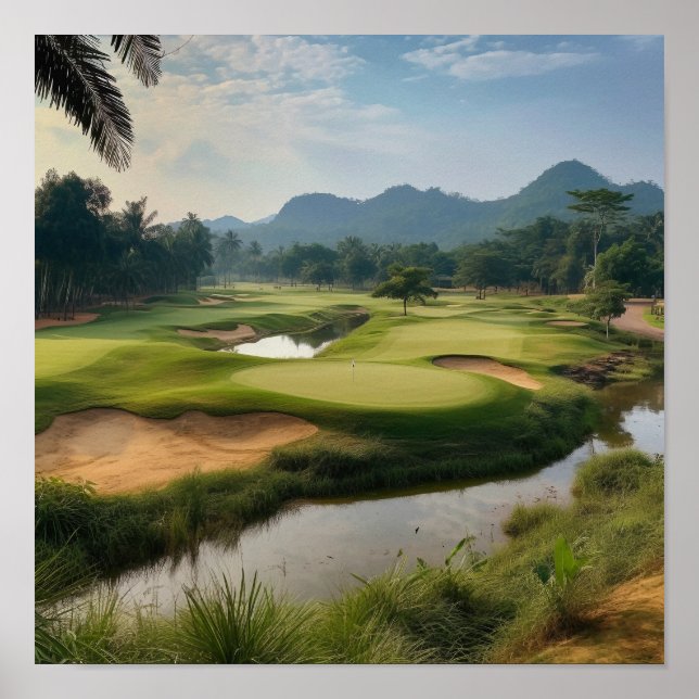 Förbluffande golfbanans landskapsavtryck poster (Framsidan)