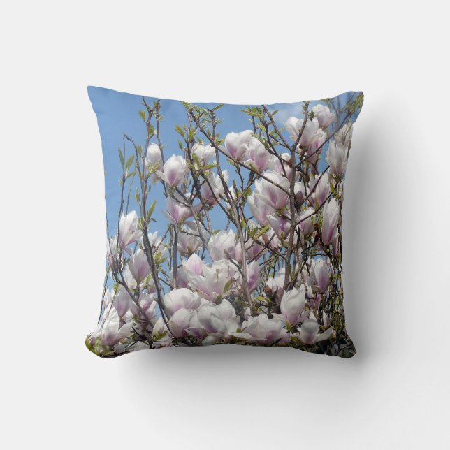 Förbluffande Magnolia Blommar Cushion Kudde (Framsida)