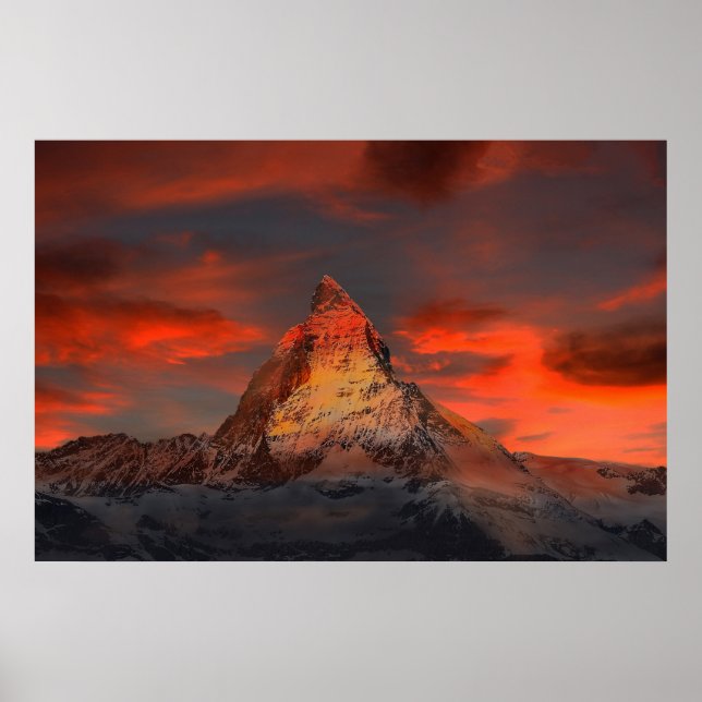 Förbluffande matterhornlandskap i himlar poster (Framsidan)