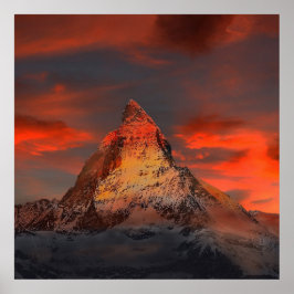 Förbluffande matterhornlandskap i himlar poster