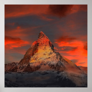 Förbluffande matterhornlandskap i himlar poster