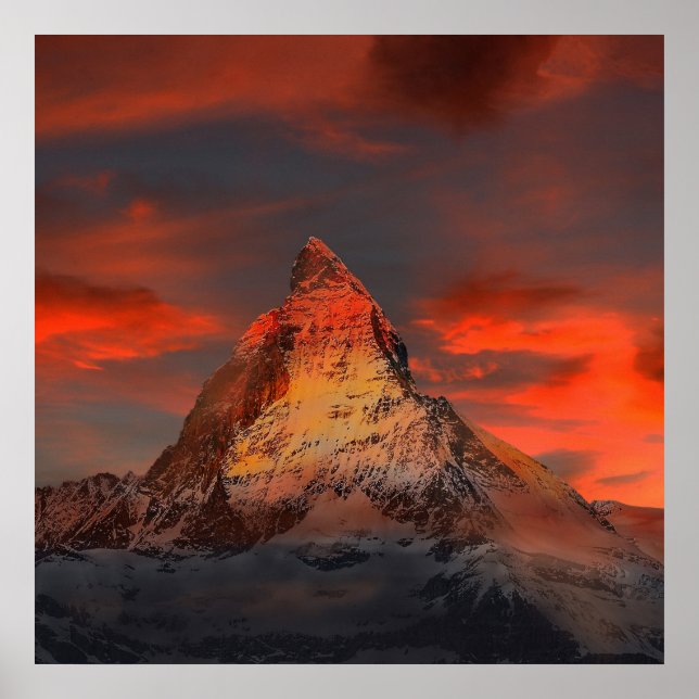 Förbluffande matterhornlandskap i himlar poster (Framsidan)