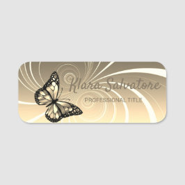 Förbluffande modern Elegant-Gult med fjäril Namnbricka