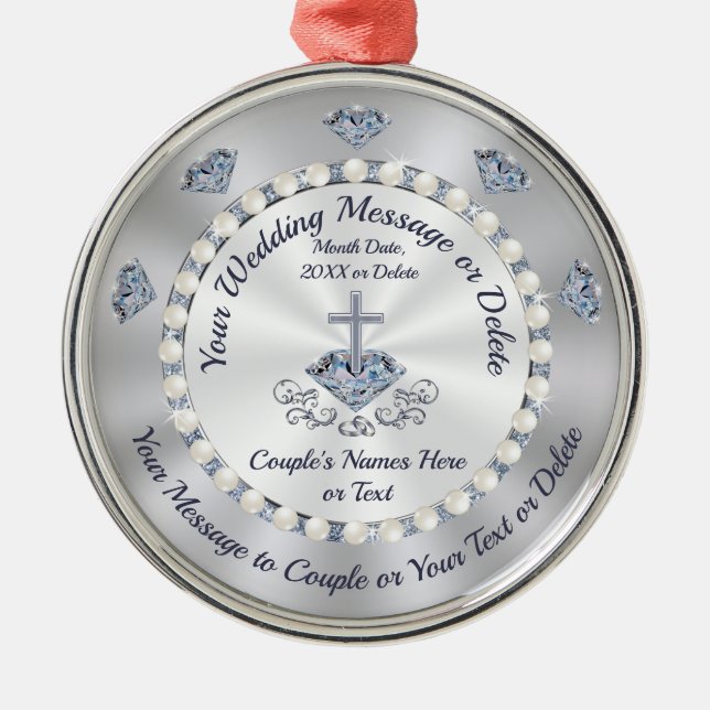 Förbluffande Personlig, kristna Bröllop-prydnadsfö Julgransprydnad Metall (Framsidan)